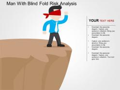 Man with blind fold risk analysis flat powerpoint design