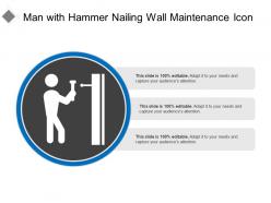 Man with hammer nailing wall maintenance icon