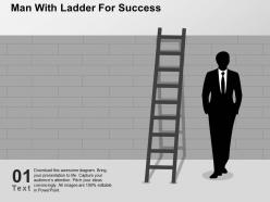 Man with ladder for success flat powerpoint design
