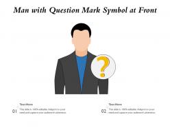Man with question mark symbol at front