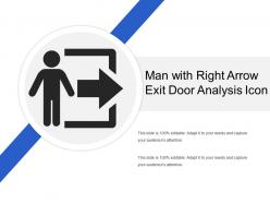 Man with right arrow exit door analysis icon