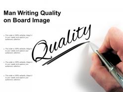 Man writing quality on board image