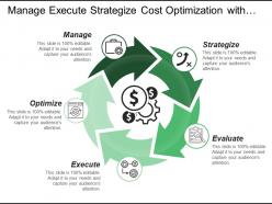Manage execute strategize cost optimization with arrows and icons