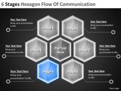 Management consulting 6 stages hexagon flow of communication powerpoint templates