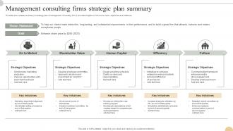 Management Consulting Firms Strategic Plan Summary