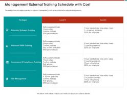 Management external training schedule with cost modules ppt powerpoint presentation icon show
