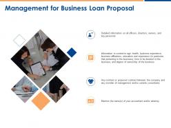 Management for business loan proposal ppt powerpoint presentation visual aids summary