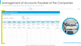 Management of accounts payable of the companies financial services for small businesses and startups
