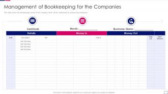 Management of bookkeeping for the companies outsourcing finance and accounting services