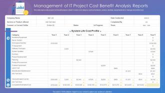 Management Of It Project Cost Benefit Analysis Reports