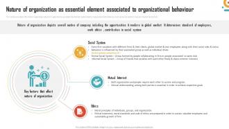 Management Of Organizational Behavior Nature Of Organization As Essential Element Associated