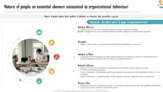 Management Of Organizational Behavior Nature Of People As Essential Element Associated