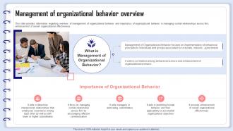 Management Of Organizational Behavior Overview Organizational Behavior Management