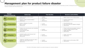 Management Plan For Product Failure Disaster