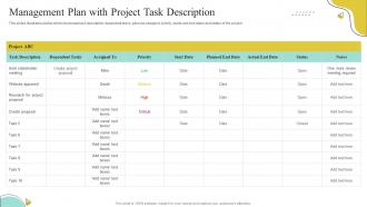Management Plan With Project Task Description
