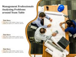Management professionals analyzing problems around team table