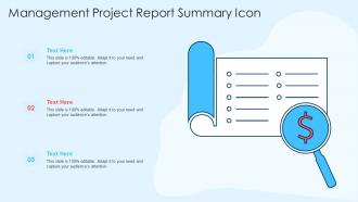 Management Project Report Summary Icon In Powerpoint And Google Slides