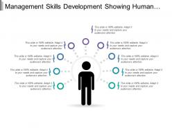 Management skills development showing human silhouettes with management skills