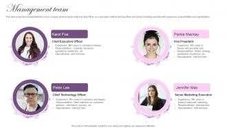 Management Team Cosmetic Brand Company Profile Ppt Sample