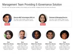Management team providing e governance solution electronic government processes ppt elements