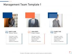 Management team template 1 investor pitch deck for startup fundraising ppt shapes