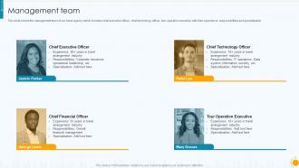 Management Team Travel Bureau Company Profile Ppt Professional Slide Portrait