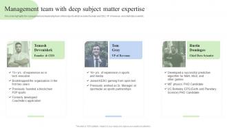Management Team With Deep Subject Matter Expertise Kero Sports Investor Funding Elevator Pitch Deck
