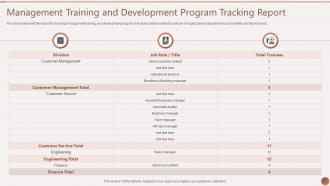 Management Training And Development Program Tracking Report