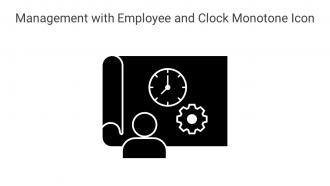 Management With Employee And Clock Monotone Icon In Powerpoint Pptx Png And Editable Eps Format