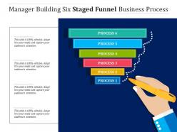 Manager building six staged funnel business process