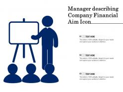 Manager describing company financial aim icon