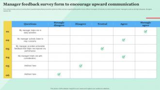 Manager Feedback Survey Form To Encourage Upward Communication