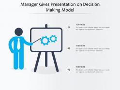 Manager gives presentation on decision making model