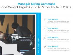 Manager giving command and control regulation to his subordinate in office
