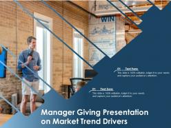 Manager giving presentation on market trend drivers