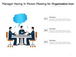 Manager having in person meeting for organization icon