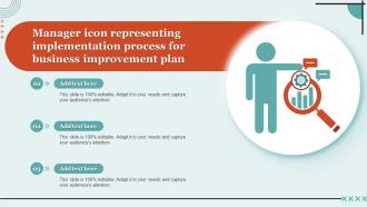 Manager Icon Representing Implementation Process For Business Improvement Plan