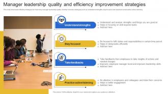 Manager Leadership Quality And Efficiency Improvement Strategies