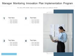 Manager monitoring innovation plan implementation program infographic template