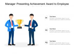 Manager presenting achievement award to employee