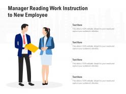 Manager reading work instruction to new employee