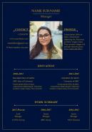 Manager resume format with picture
