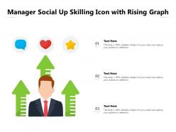 Manager social up skilling icon with rising graph