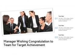 Manager wishing congratulation to team for target achievement
