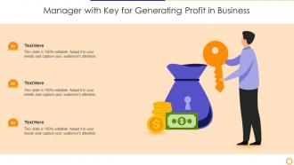 Manager with key for generating profit in business