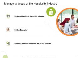Managerial areas of the hospitality industry strategy for hospitality management ppt graphics