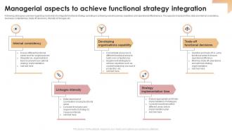 Managerial Aspects To Achieve Functional Strategy Integration