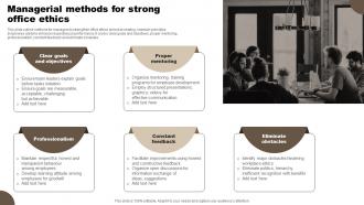 Managerial Methods For Strong Office Ethics