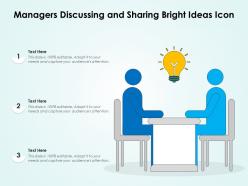 Managers discussing and sharing bright ideas icon