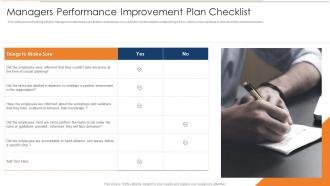 Managers Performance Improvement Plan Checklist